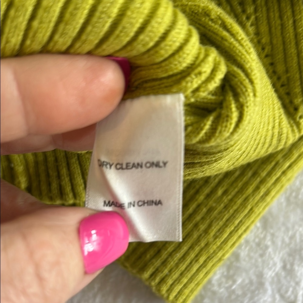 Isalis Ribbed Crop Top Sweater Small Lime Green Sweetheart Neckline Y2K - Picture 13 of 14